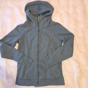 Lululemon Scuba Full Zip Hoodie Womens Green Gray Thumbholes Athletic Jacket